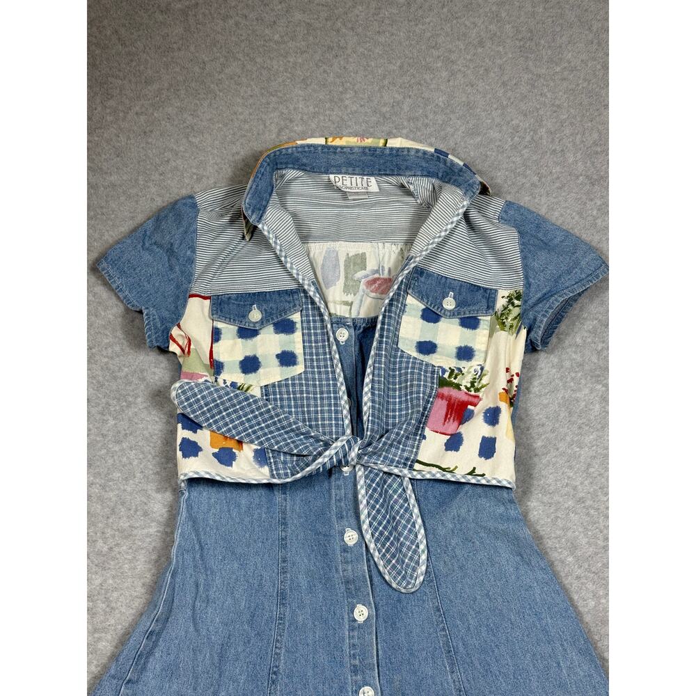 Vintage Petite Sophisticate Womens Size 6P Denim Patchwork Dress - Picture 12 of 14